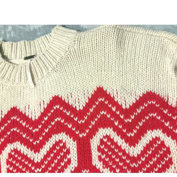Free People Sweater Red Heart Wool Alpaca Crop - Picture 5 of 5